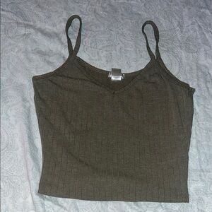 Olive Green Ribbed Camisole Top